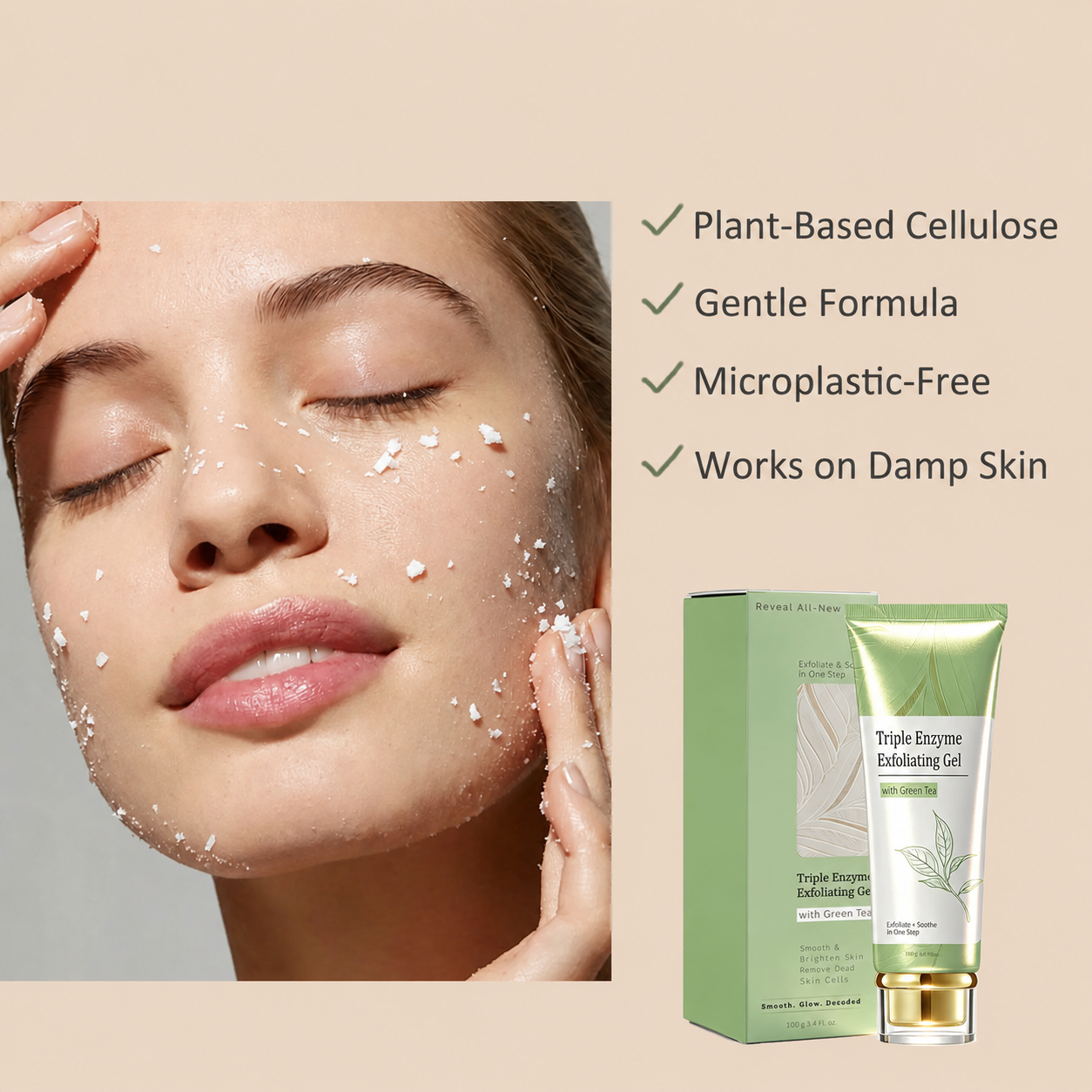 Last Day-Buy 1 Get 1 Free💙Triple Enzyme Green Tea Exfoliating Aqua Peeling Gel